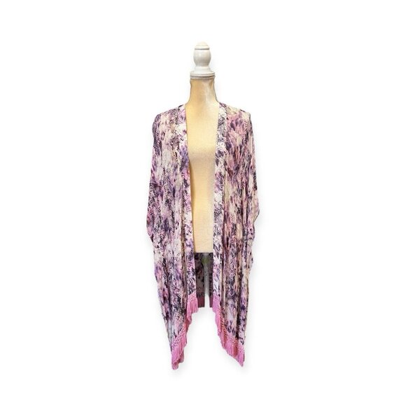 Soft Surroundings Purple Fringe Kimono Size M Medium - Picture 1 of 8